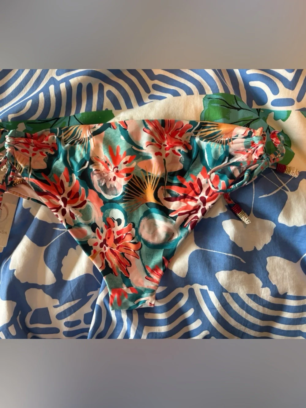 NWT Cosita Linda luxury hand, embroidered/beaded Print Triangle Bikini Set,small - Picture 5 of 8